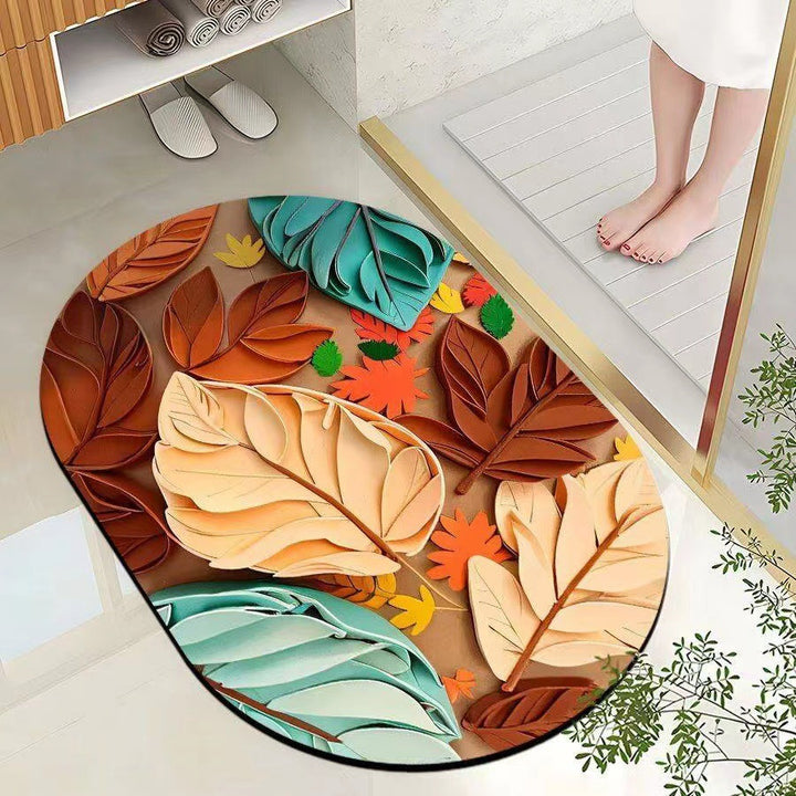 Leaf-Patterned Bathroom Mat Kalsten