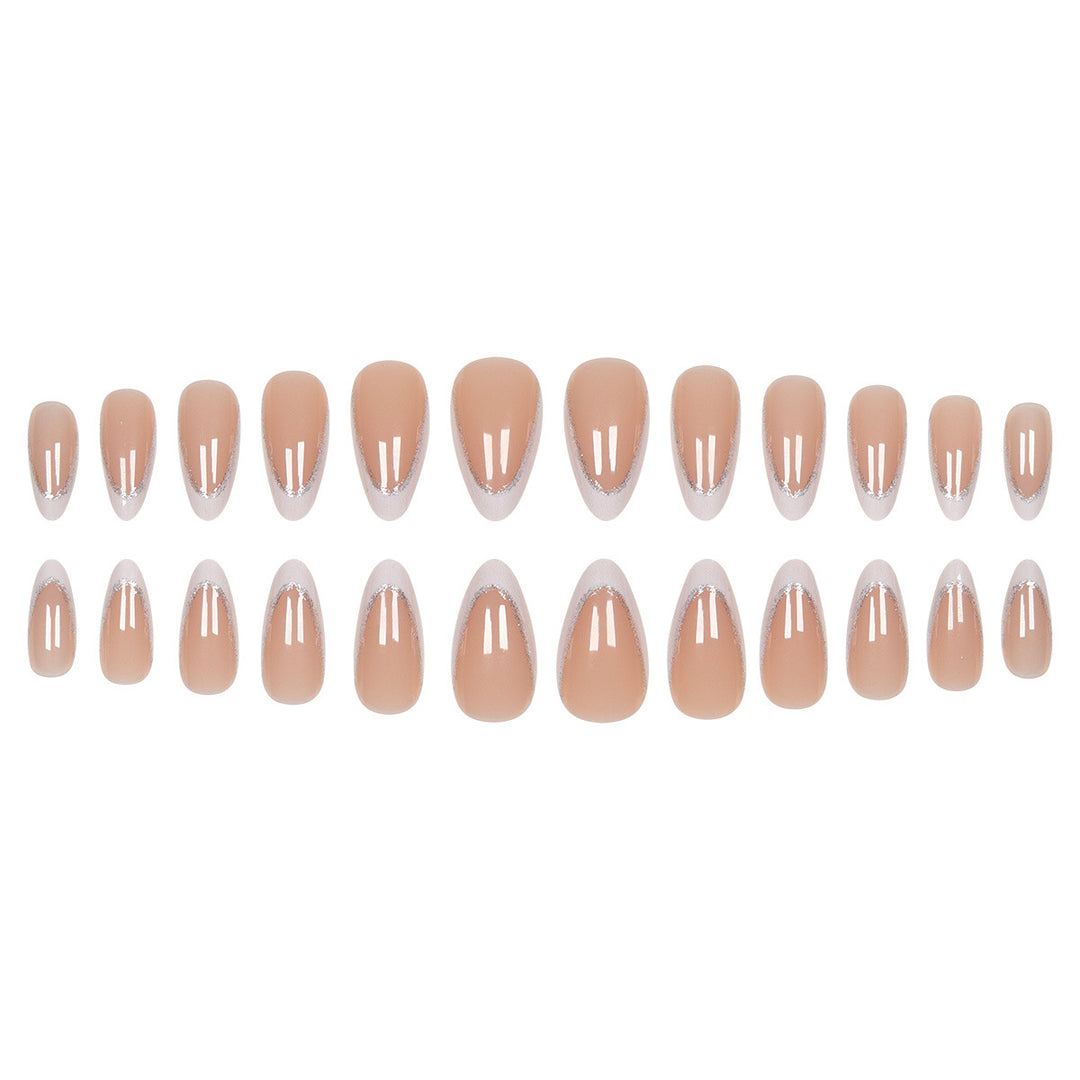 Elegant Stiletto Press-On Nails with Silver Glitter Accents Kalsten