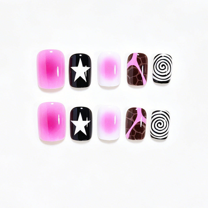 Artistic Press-On Nail Set with Unique Patterns Kalsten