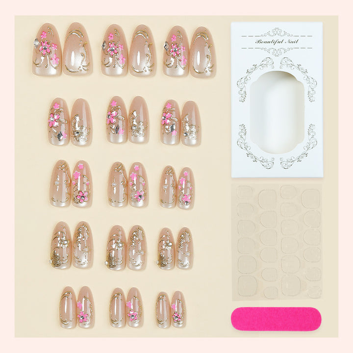 Decorative Press-On Nail Art Set with Floral Design kalsten