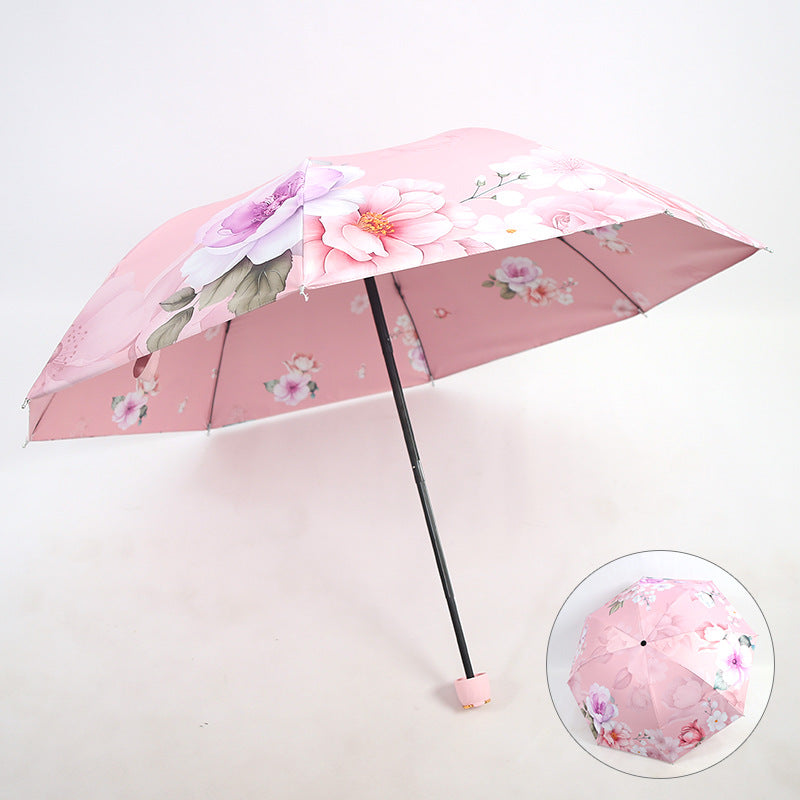 Ladies elegant folding umbrella with floral patterns Kalsten