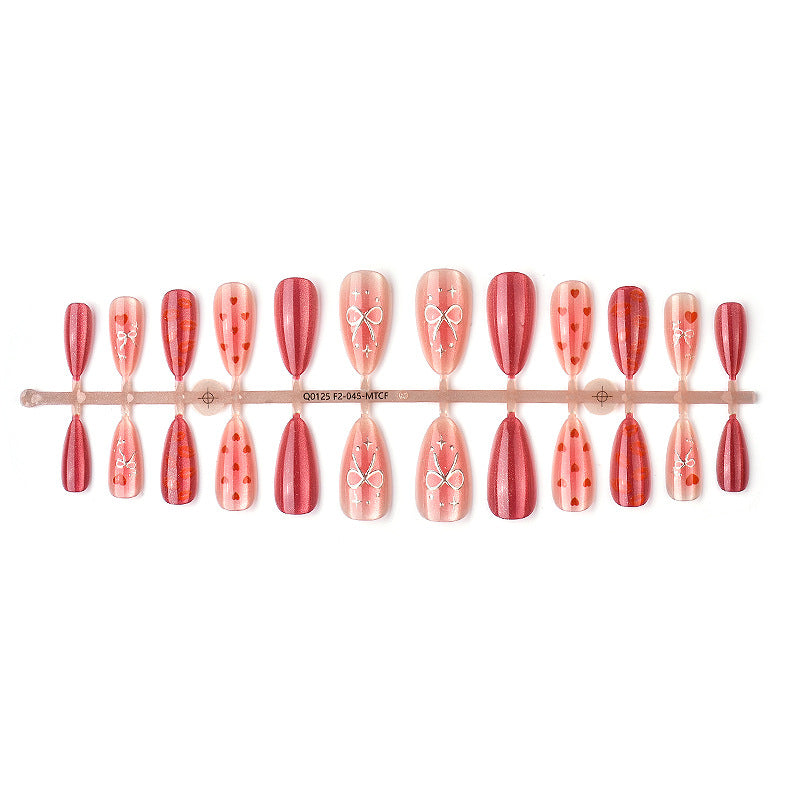 Premium Heart-Themed Press-On Nail Art Set