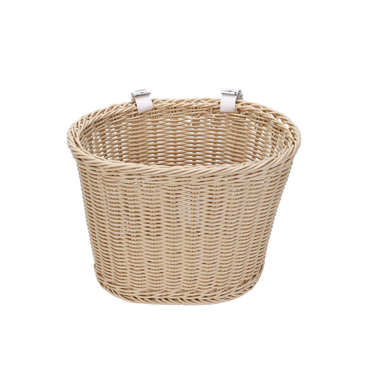 Woven Storage Basket with Leather Straps Kalsten