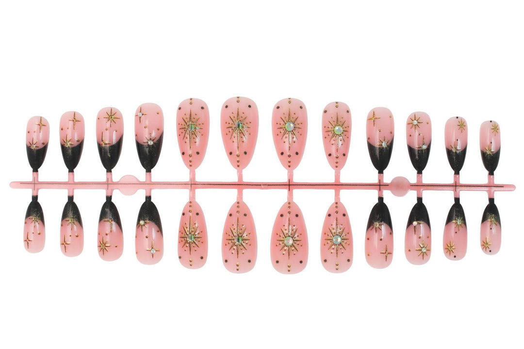 Artificial nail set with elegant 3D stars and glitter accents Kalsten