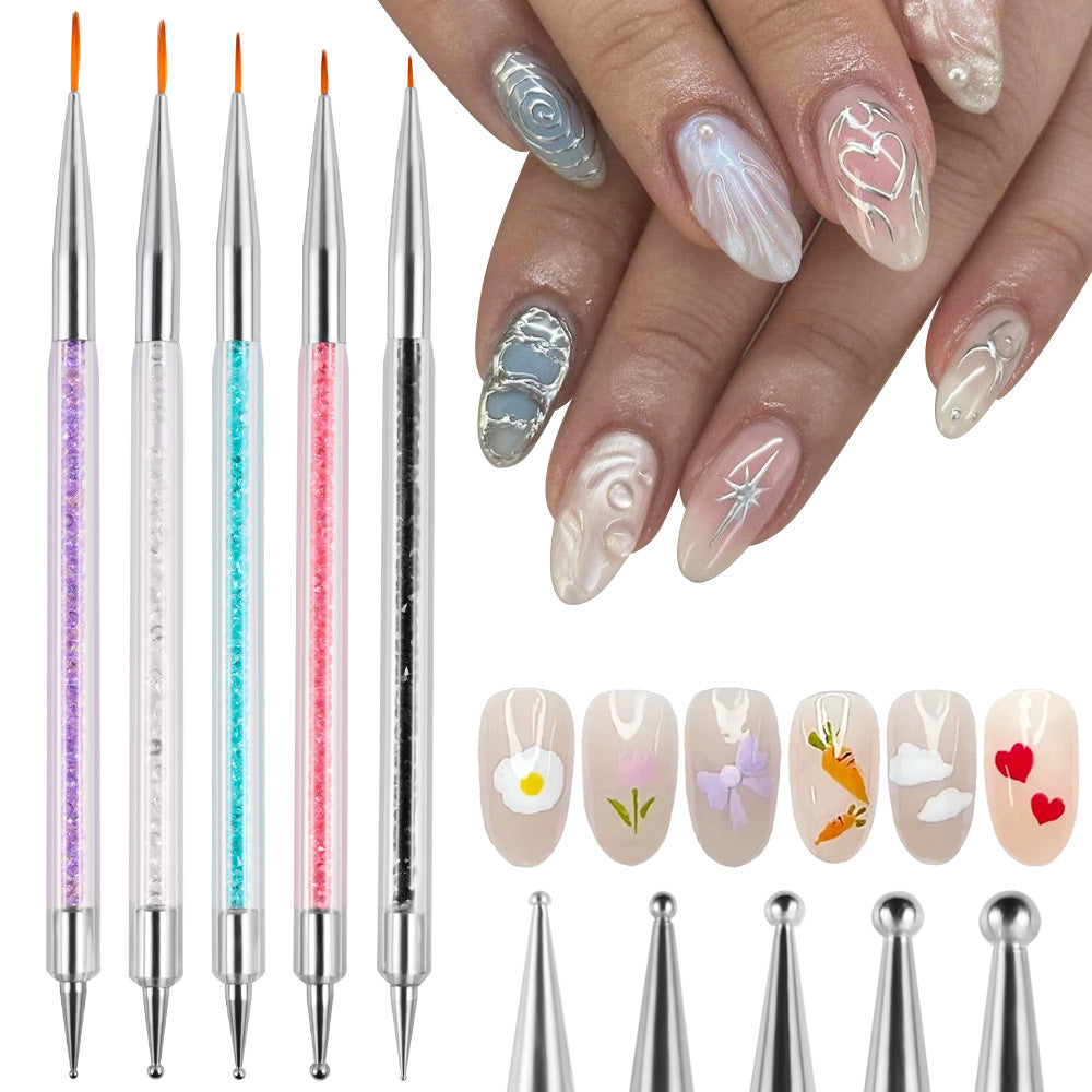 Crystal-Handled Nail Art Detailing Brush Set Kalsten
