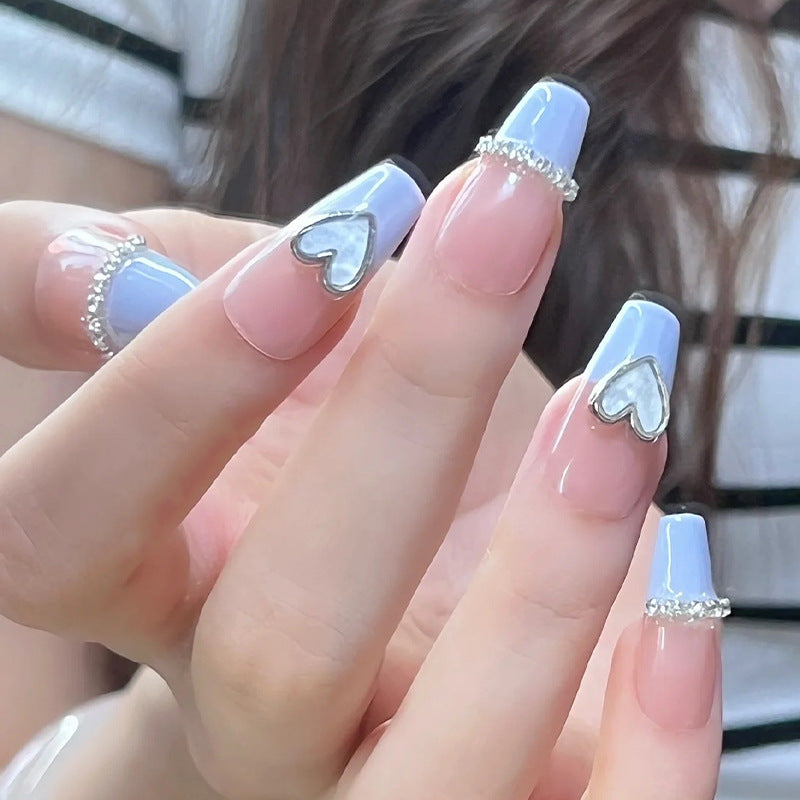 Artificial nails with romantic heart and glitter decorations Kalsten
