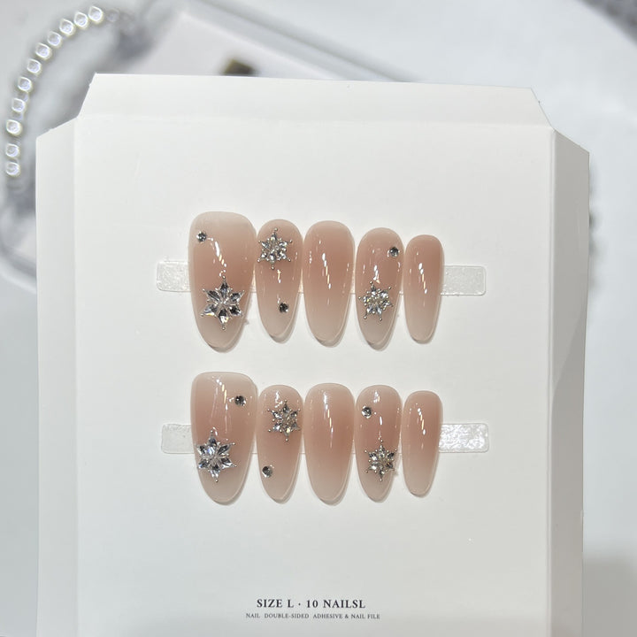 Artistic Press-On Nail Set with Elegant Floral Design Kalsten