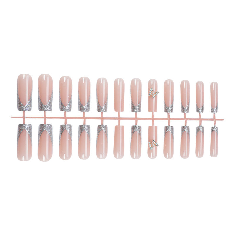 Elegant Silver Glitter Press-On Nail Set Kalsten