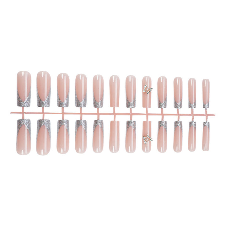 Elegant Silver Glitter Press-On Nail Set Kalsten