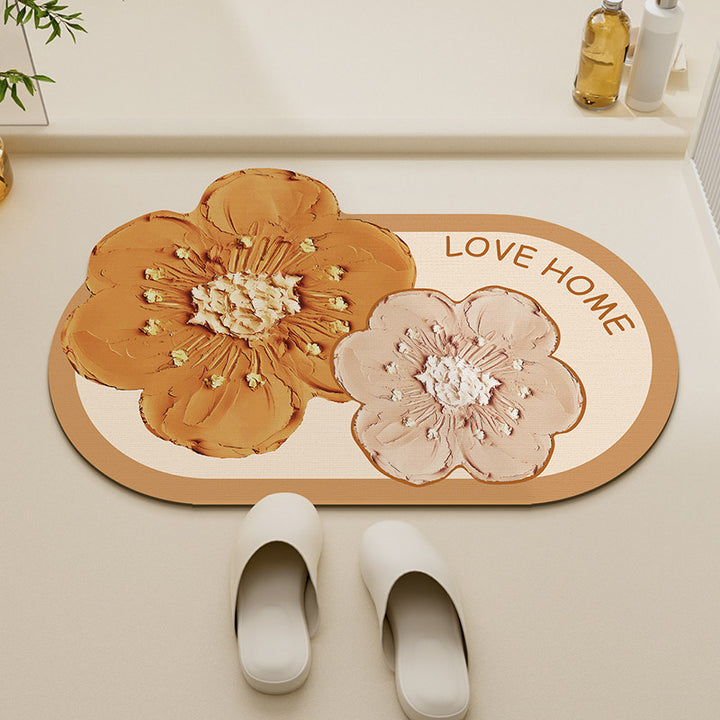 Floral-Themed Non-Slip Bath Mat