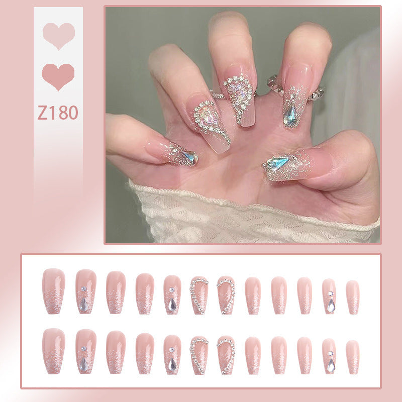 Elegant Rhinestone-Embellished Press-On Nails
