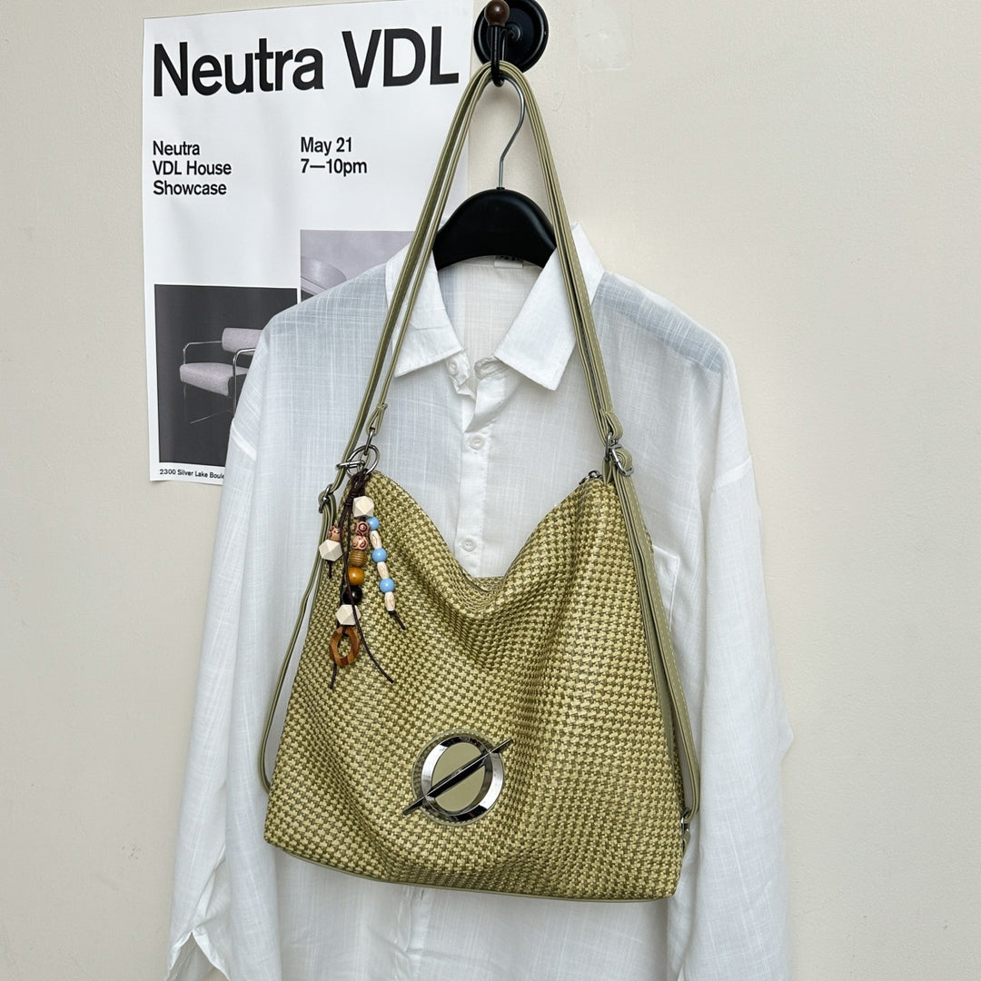 Textured Houndstooth Shoulder Bag