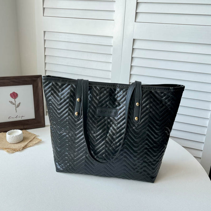 Textured Herringbone Pattern Tote Bag