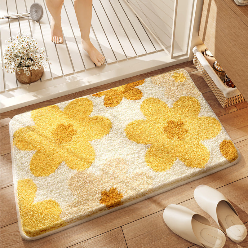 Plush Floral Design Bath Mat Kalsten