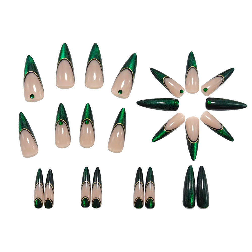 Elegant artificial nails with glitter and metal embellishments Kalsten