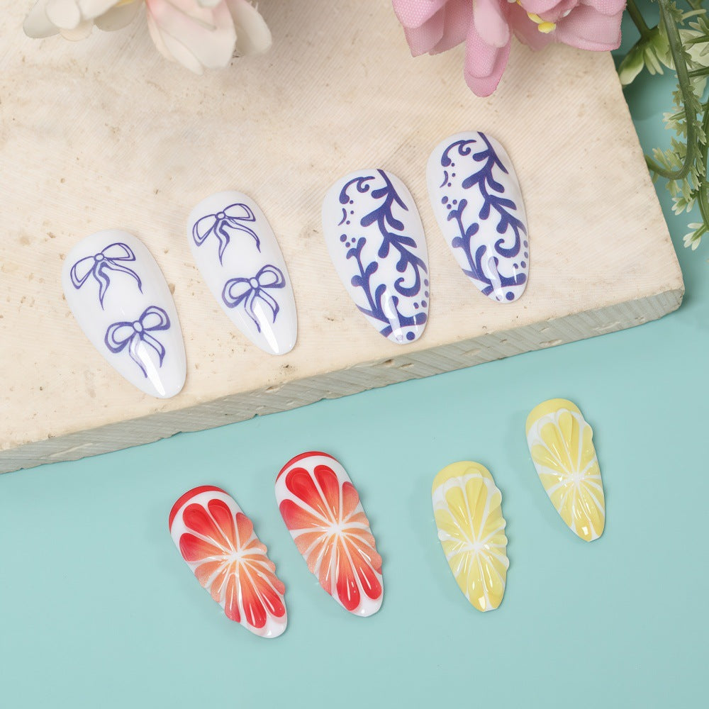 Artificial Nail Set with Handcrafted Floral and Graphic Designs Kalsten