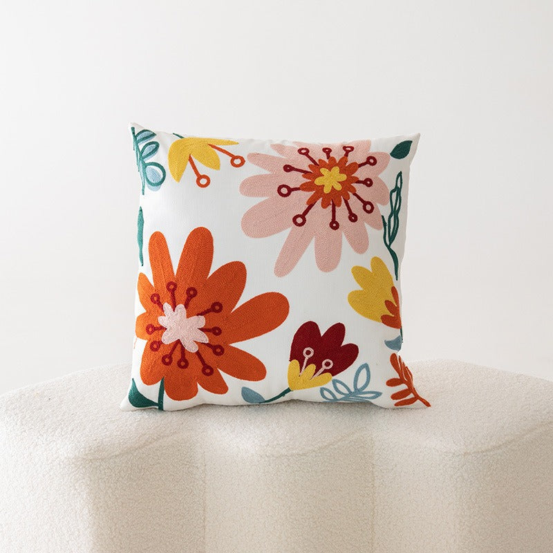 Floral Embroidered Cushion