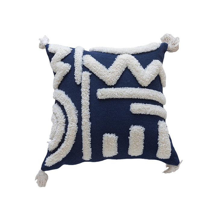 Decorative Tufted Sherpa Accent Throw Pillow with Tassel Corners