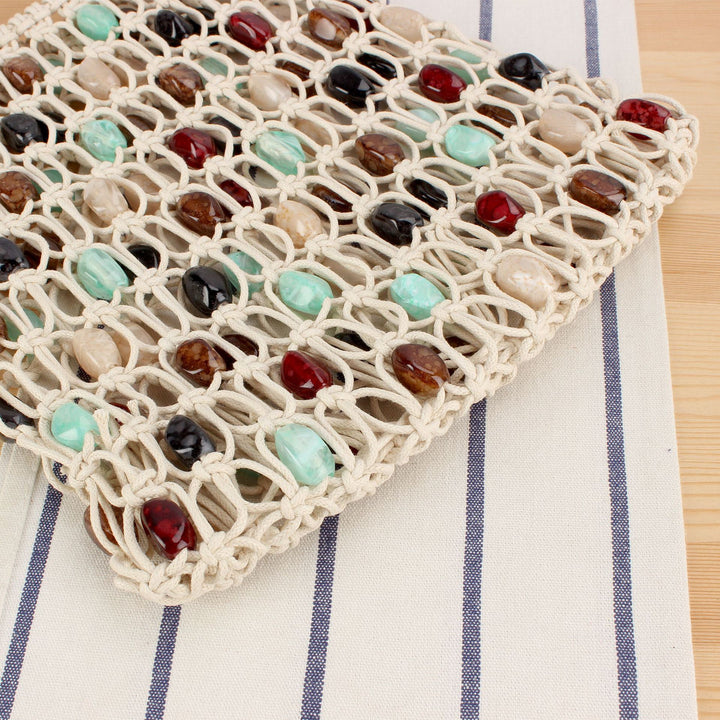 Fashionable handbag in creative net design with colorful accents Kalsten