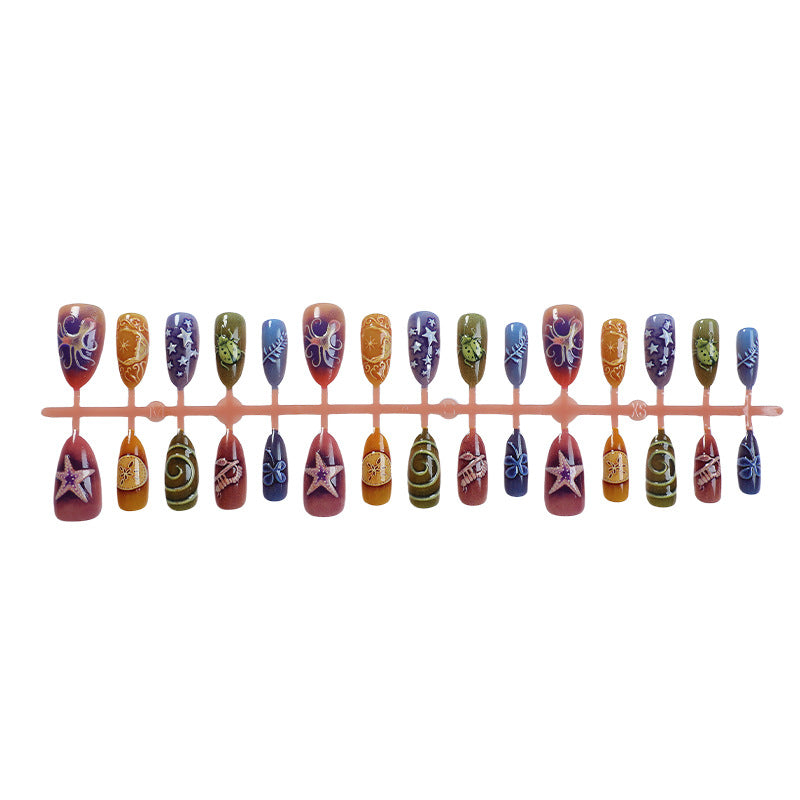 Artificial nail set with creative maritime and nature-inspired motifs Kalsten