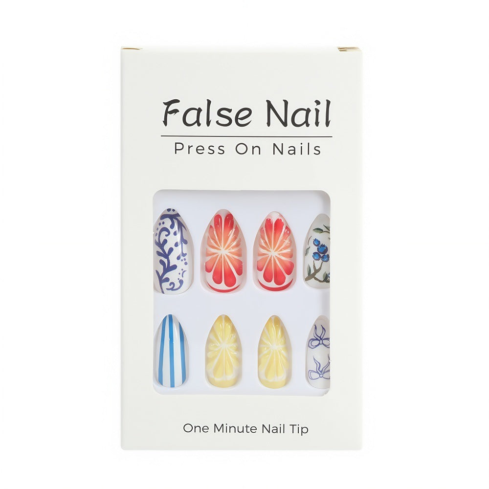 Artificial Nail Set with Handcrafted Floral and Graphic Designs Kalsten