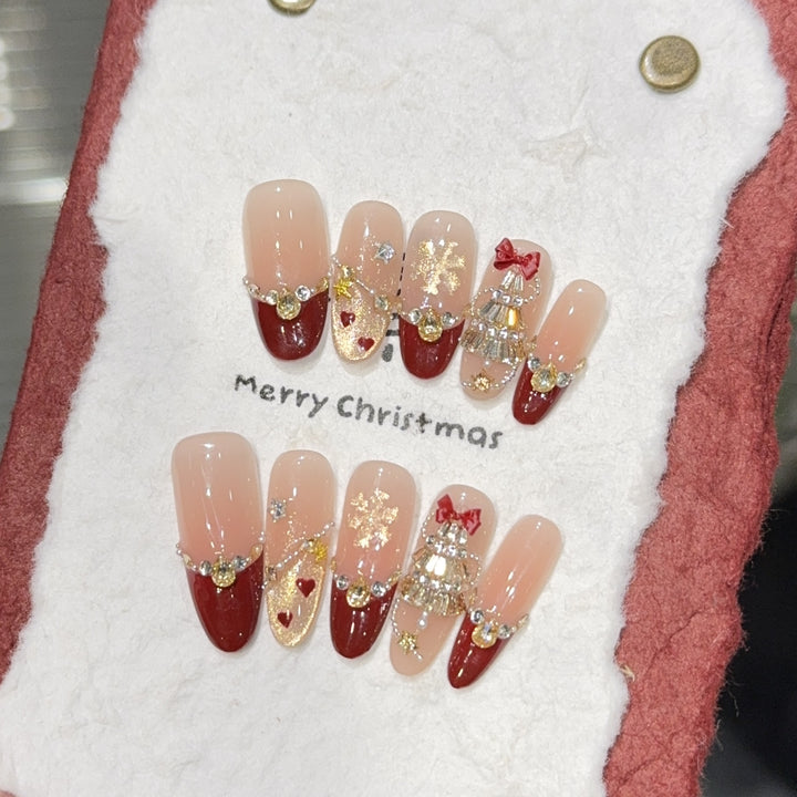 Artificial nail tips with festive glamour design Kalsten