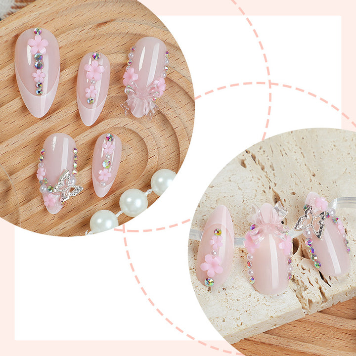 Creative nail art set with playful flower and glitter accents Kalsten