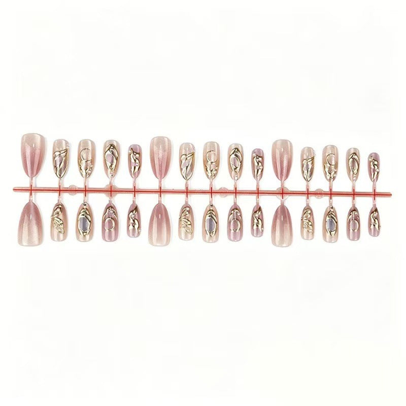 Artistic Press-On Nail Set with Gold Accents Kalsten