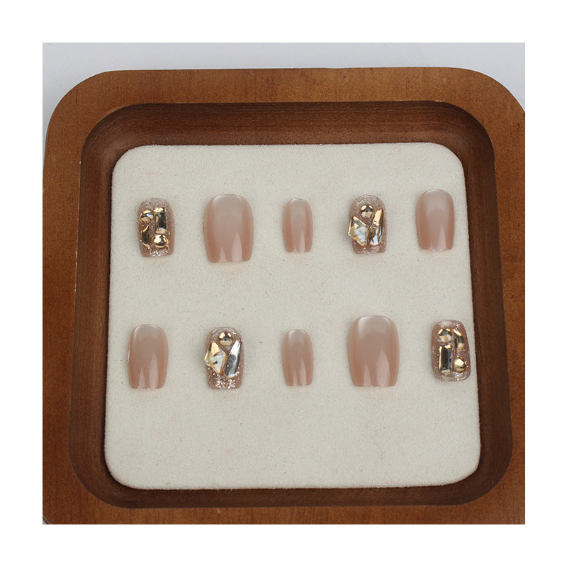 Glamorous Press-On Nail Art with Rhinestone Accents
