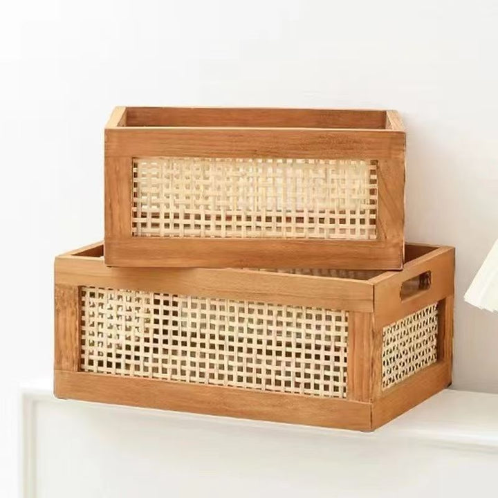 High-quality storage basket with rattan details Kalsten