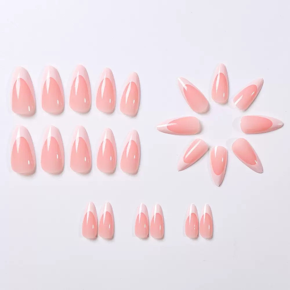 Artificial nail set with elegant French design and gloss effect Kalsten
