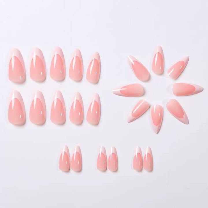 Artificial nail set with elegant French design and gloss effect Kalsten