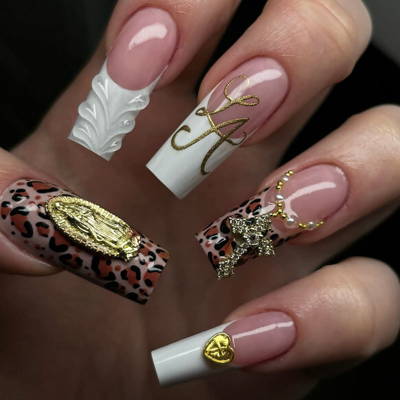 Premium Decorative Press-On Nail Art Set with Elegant Leopard Patterns Kalsten