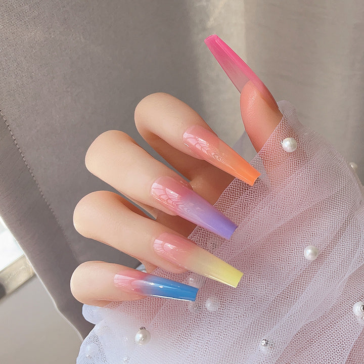 Gradient Ombre Long Press-On Nails Kalsten