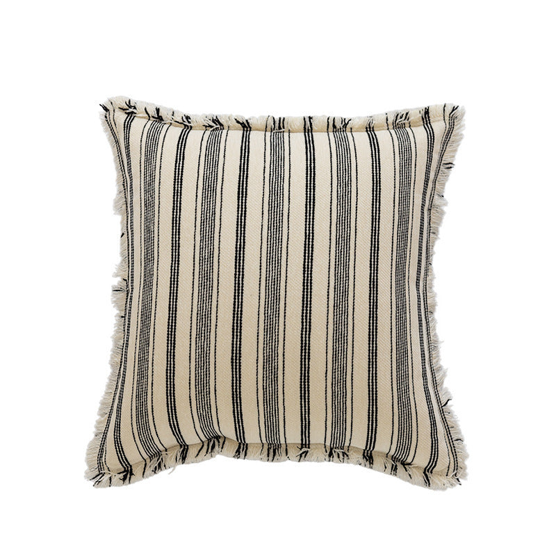 Striped Fringe Decorative Pillow