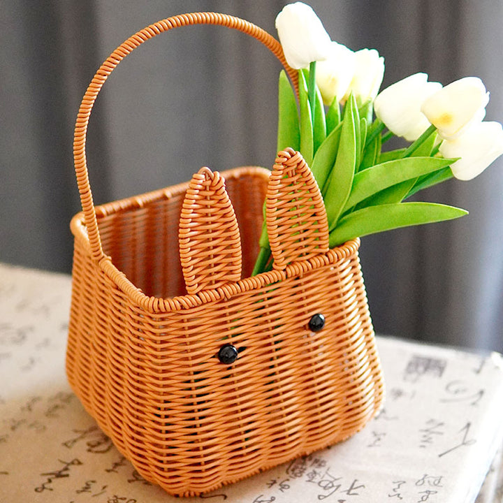Cute Rabbit Ears Woven Storage Basket Kalsten