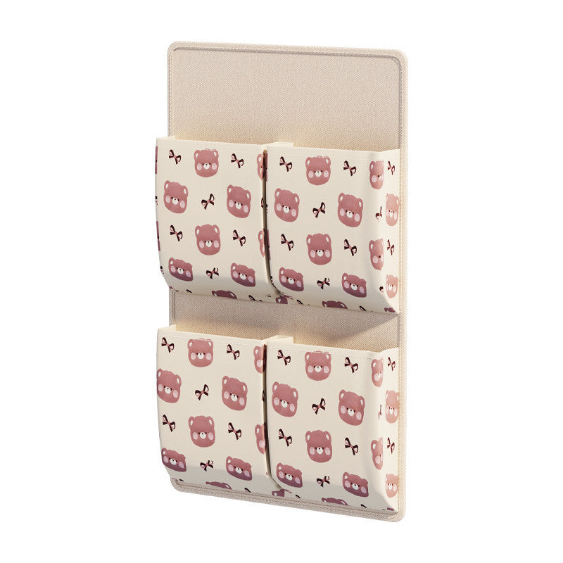 Multi-Pocket Playpen Organizer Pouch for Nursery Gate with Cute Bear Print
