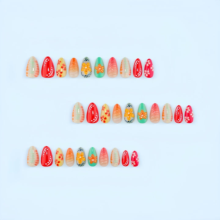 Creative floral design acrylic nails Kalsten