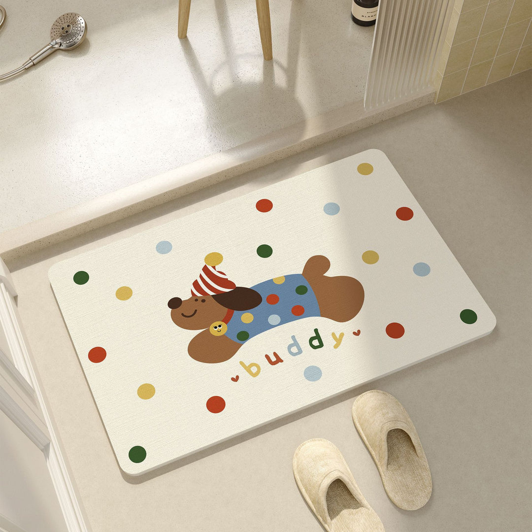 Playful Cartoon Dog-Themed Bath Mat Kalsten