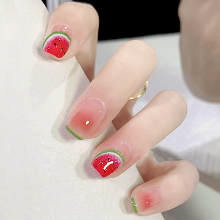 Creative acrylic nail set with watermelon pattern Kalsten