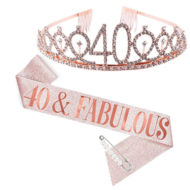 Ladies Crystal Birthday Tiara and Sash Set Kalsten