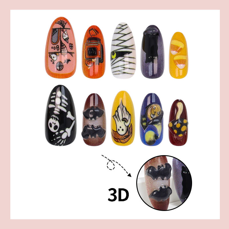 Artificial nail set with spooky Halloween designs Kalsten