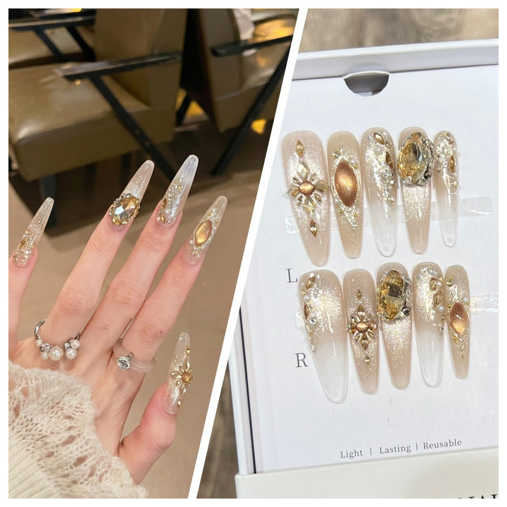 Artistic Stiletto Press-On Nail Set with Charming Patterns Kalsten
