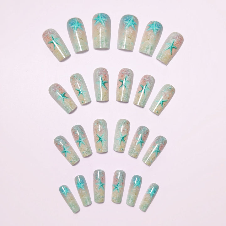 Glittering artificial nails with maritime star motif Kalsten