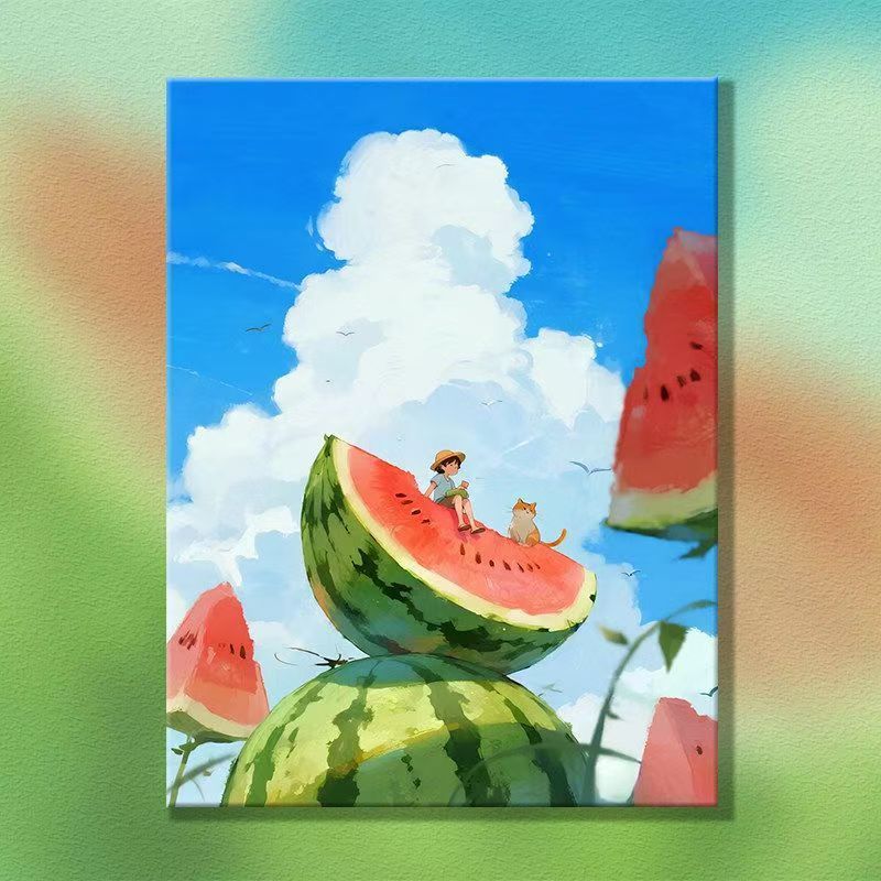 Whimsical Watermelon-Themed Canvas Artwork Kalsten