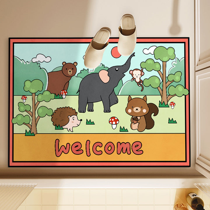 Playful Animal-Themed Decorative Bath Mat