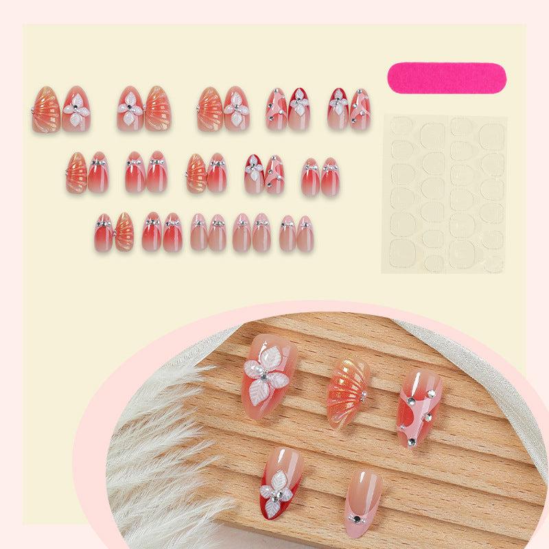 Press-On Nail Art Set with Floral and Gem Accents Kalsten