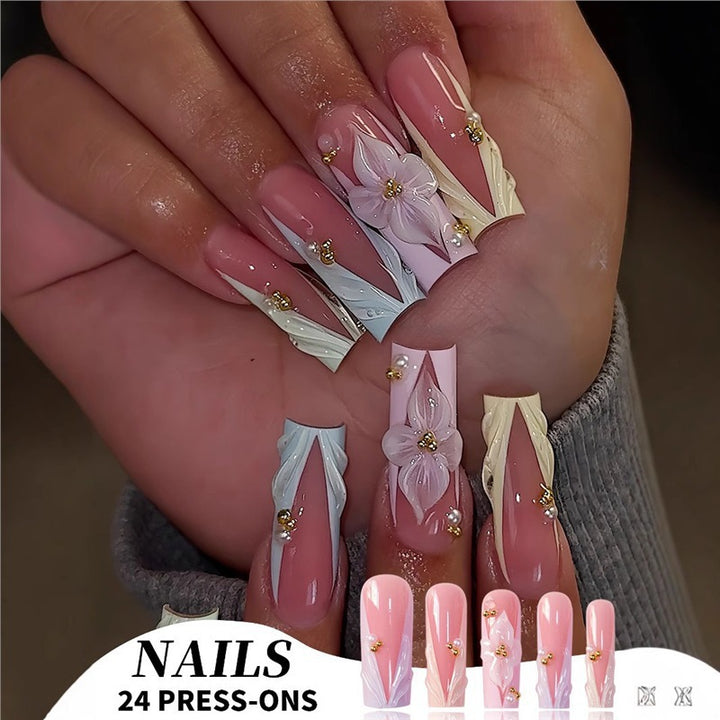 Floral Press-On Nail Extensions Kalsten