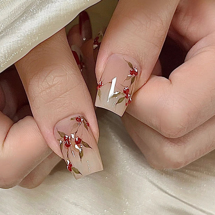 Elegant Floral Press-On Nail Tips
