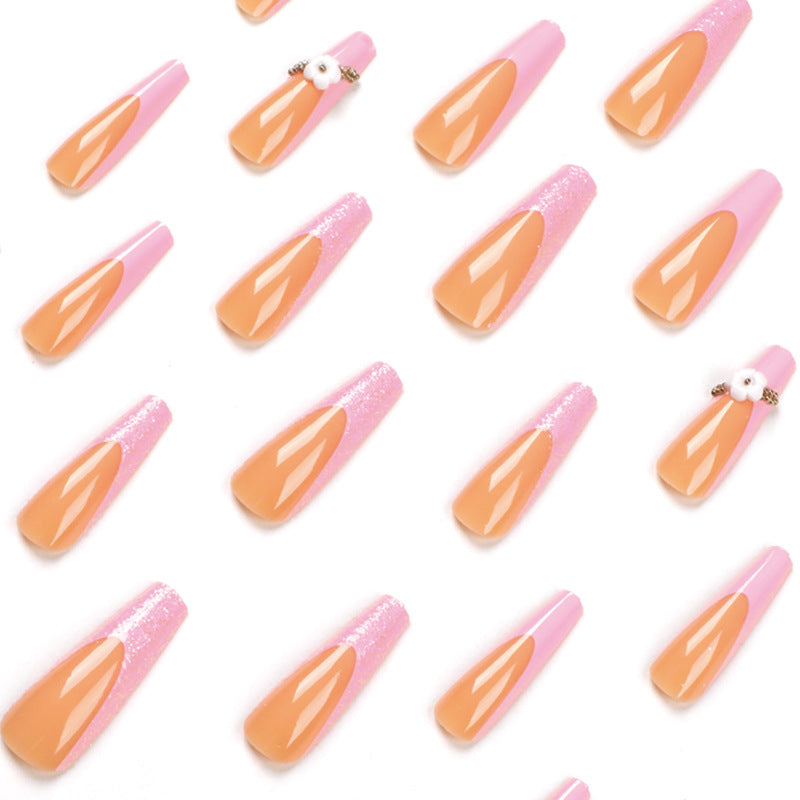Glittering nail extensions with floral design Kalsten